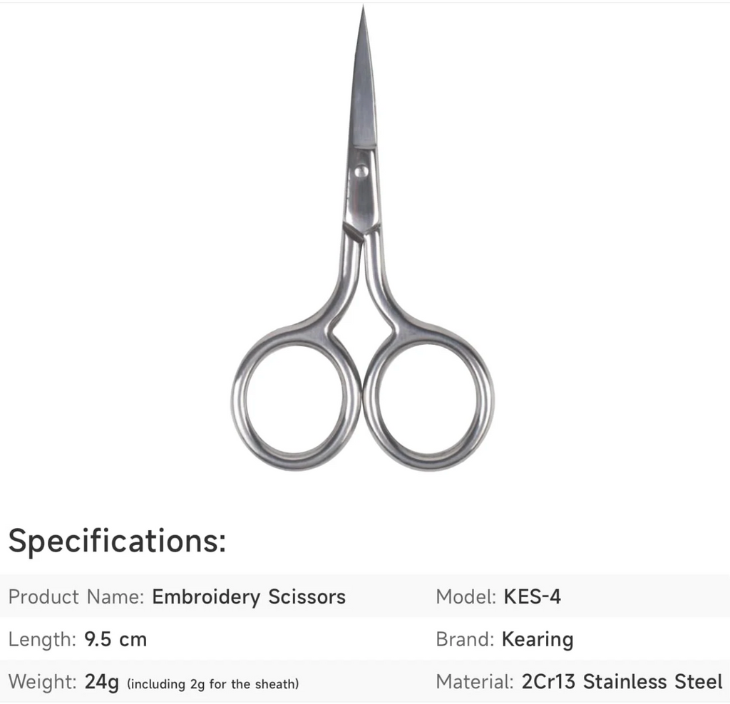 KEARING 4-Inch Precision Embroidery Scissors with Blade Cover – Stainless Steel Sharp Tip Detail Shears