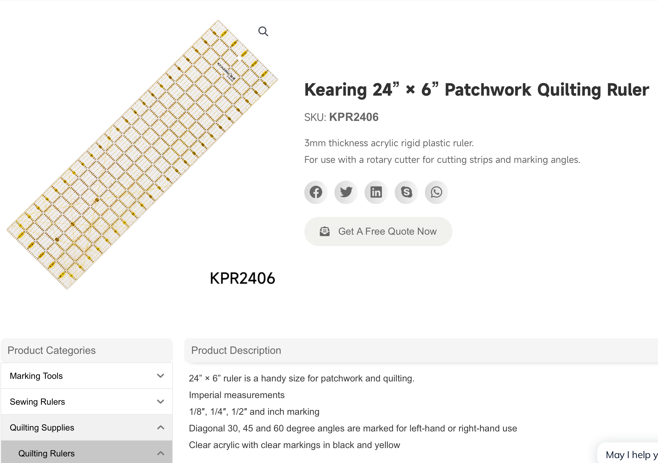 Kearing Patchwork Quilting Ruler 24x6