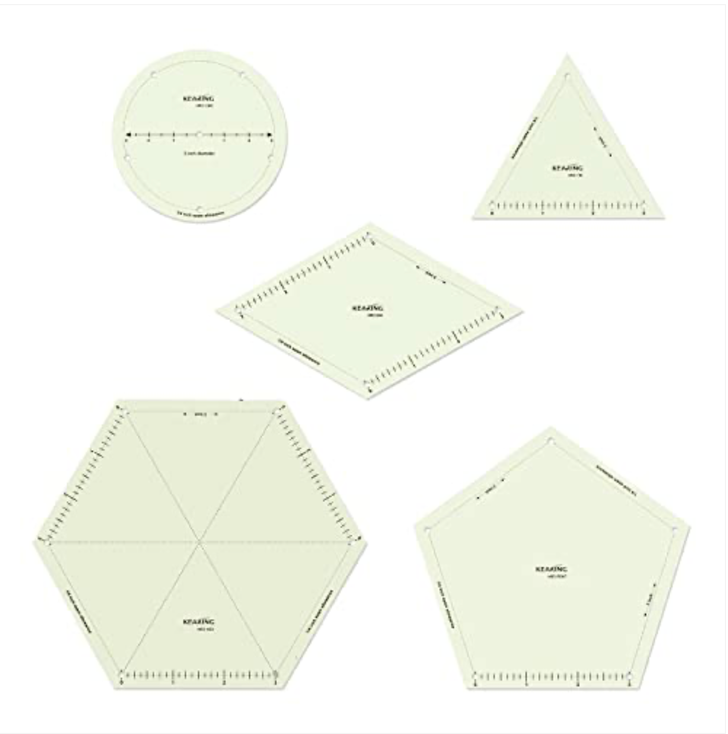KEARING Hot Hem Ruler Template Set 5 Piece, Patented Heat Resistant Non-Slip