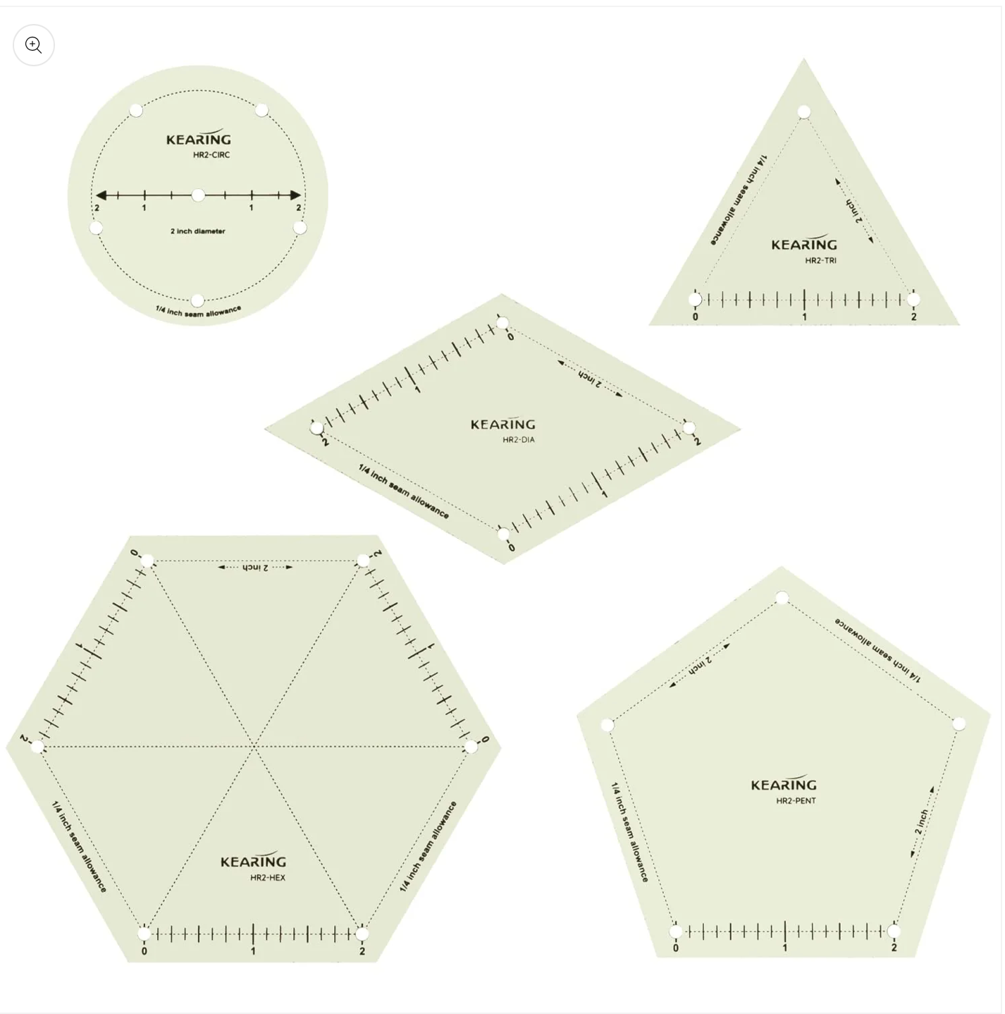 KEARING Hot Hem Ruler Template Set 5 Piece, Patented Heat Resistant Non-Slip