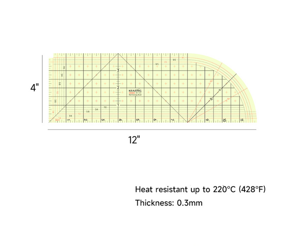 KEARING Patented Hot Hem Ruler - Heat-Resistant Resin Sewing Hem & Press Tool