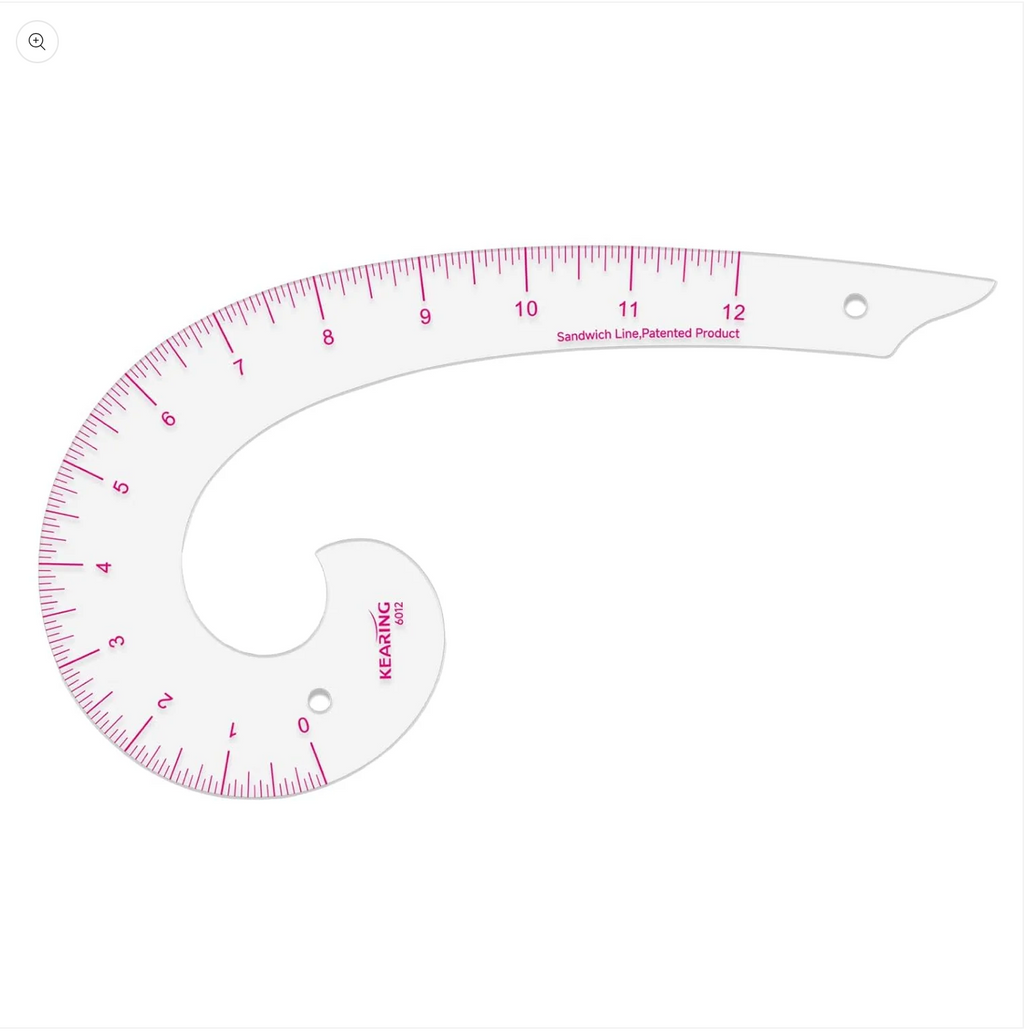 KEARING Comma Shaped French Curve Ruler for Pattern Making, Sewing, Quilting, Clear 12"