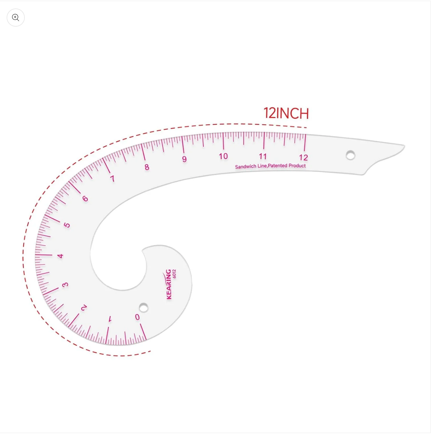 KEARING Comma Shaped French Curve Ruler for Pattern Making, Sewing, Quilting, Clear 12"