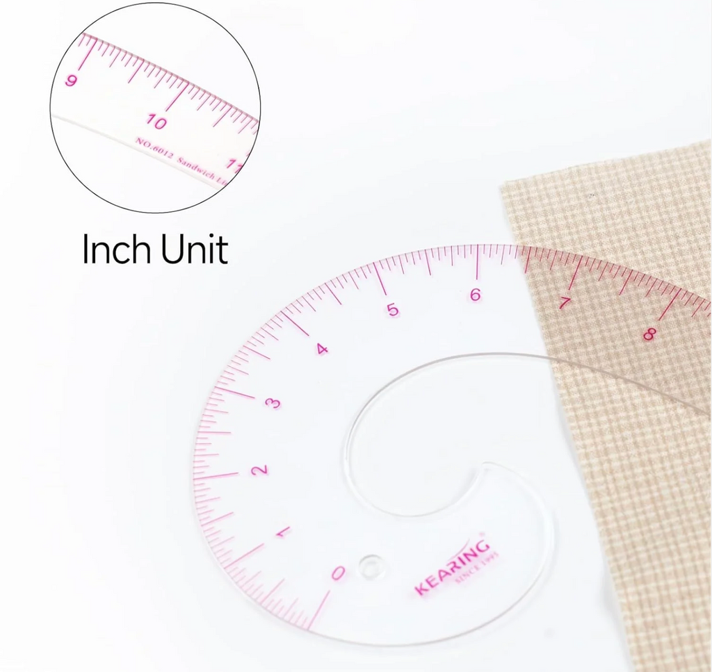 KEARING Comma Shaped French Curve Ruler for Pattern Making, Sewing, Quilting, Clear 12"