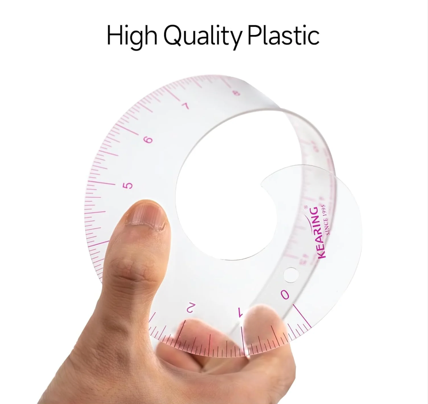 KEARING Comma Shaped French Curve Ruler for Pattern Making, Sewing, Quilting, Clear 12"