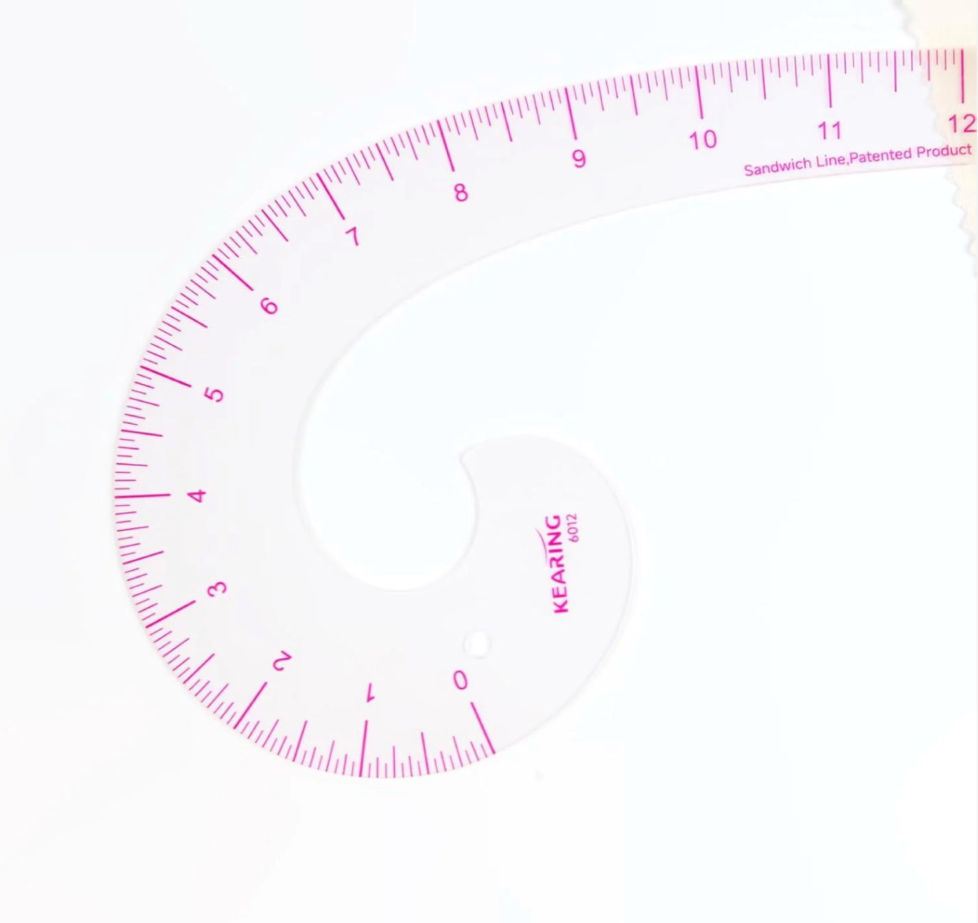 KEARING Comma Shaped French Curve Ruler for Pattern Making, Sewing, Quilting, Clear 12"