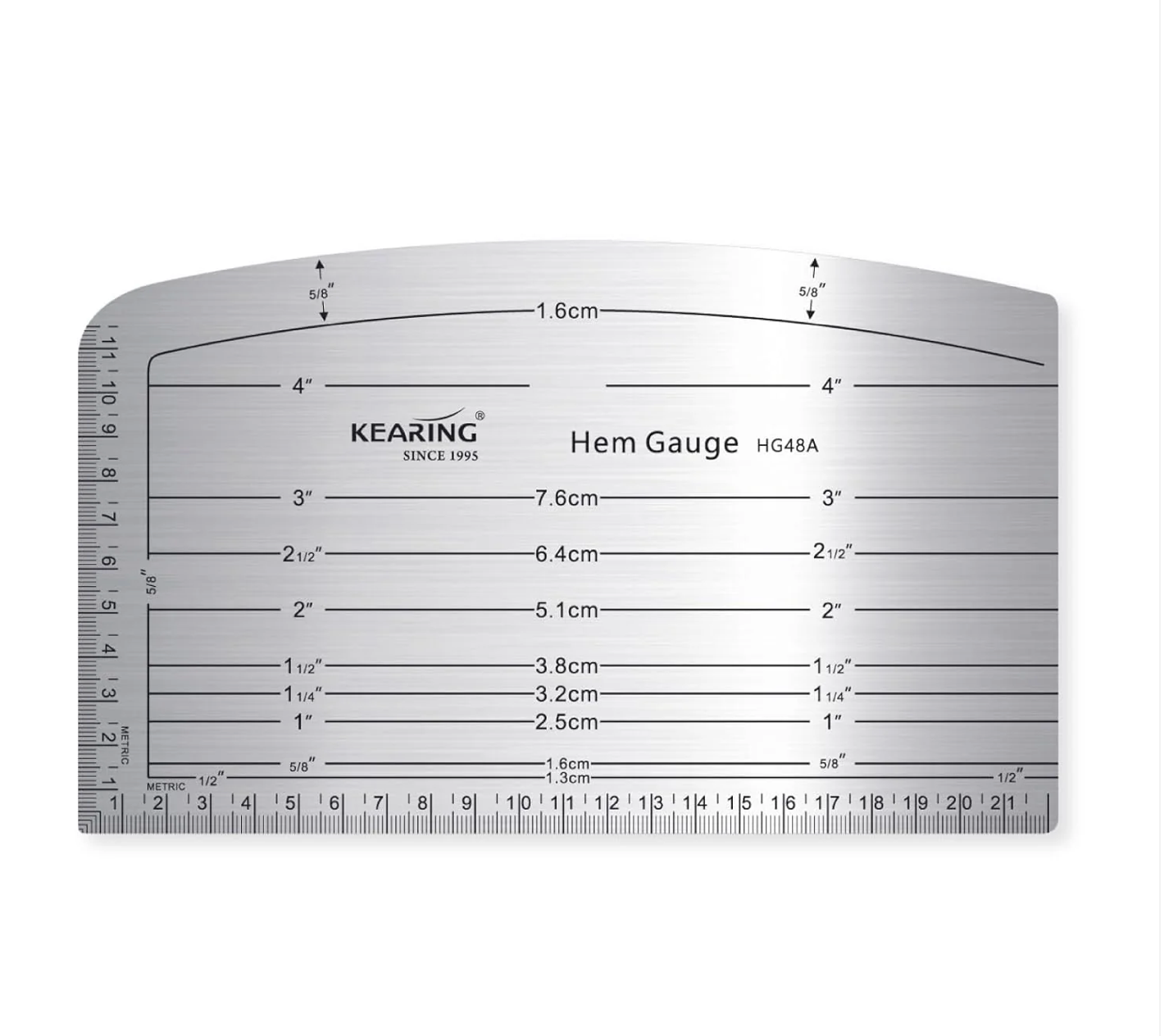 KEARING Aviation Aluminum Hot Hem Gauge, Hot Iron Ruler, Hot Press for Sewing Patterns
