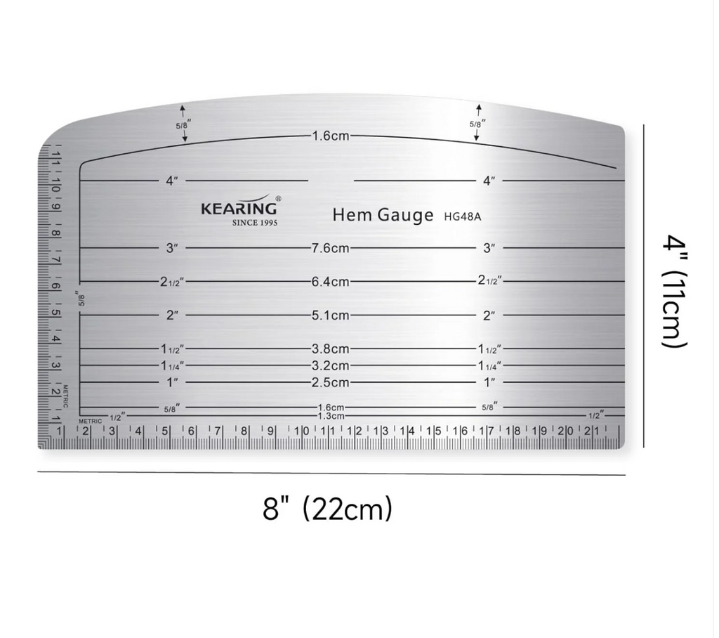 KEARING Aviation Aluminum Hot Hem Gauge, Hot Iron Ruler, Hot Press for Sewing Patterns