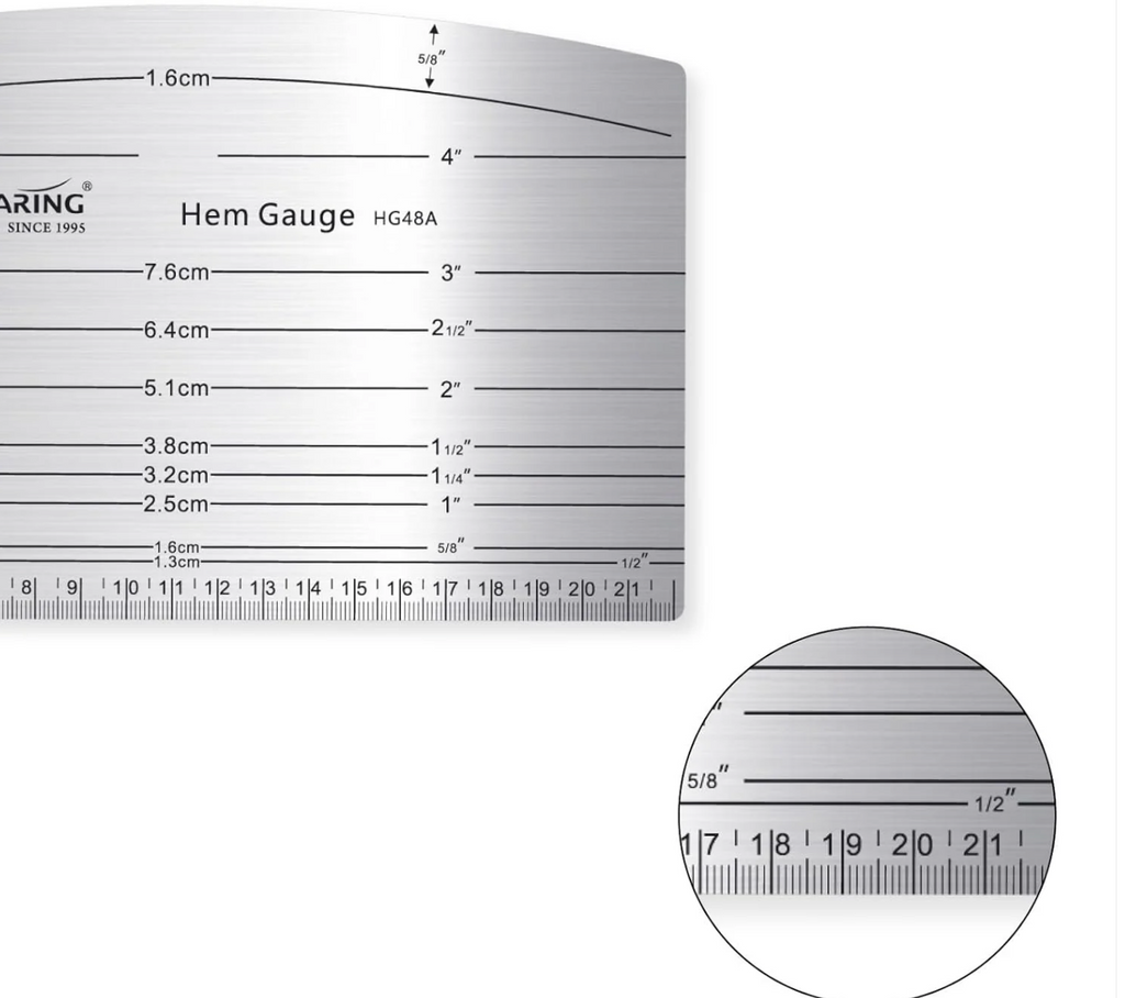 KEARING Aviation Aluminum Hot Hem Gauge, Hot Iron Ruler, Hot Press for Sewing Patterns