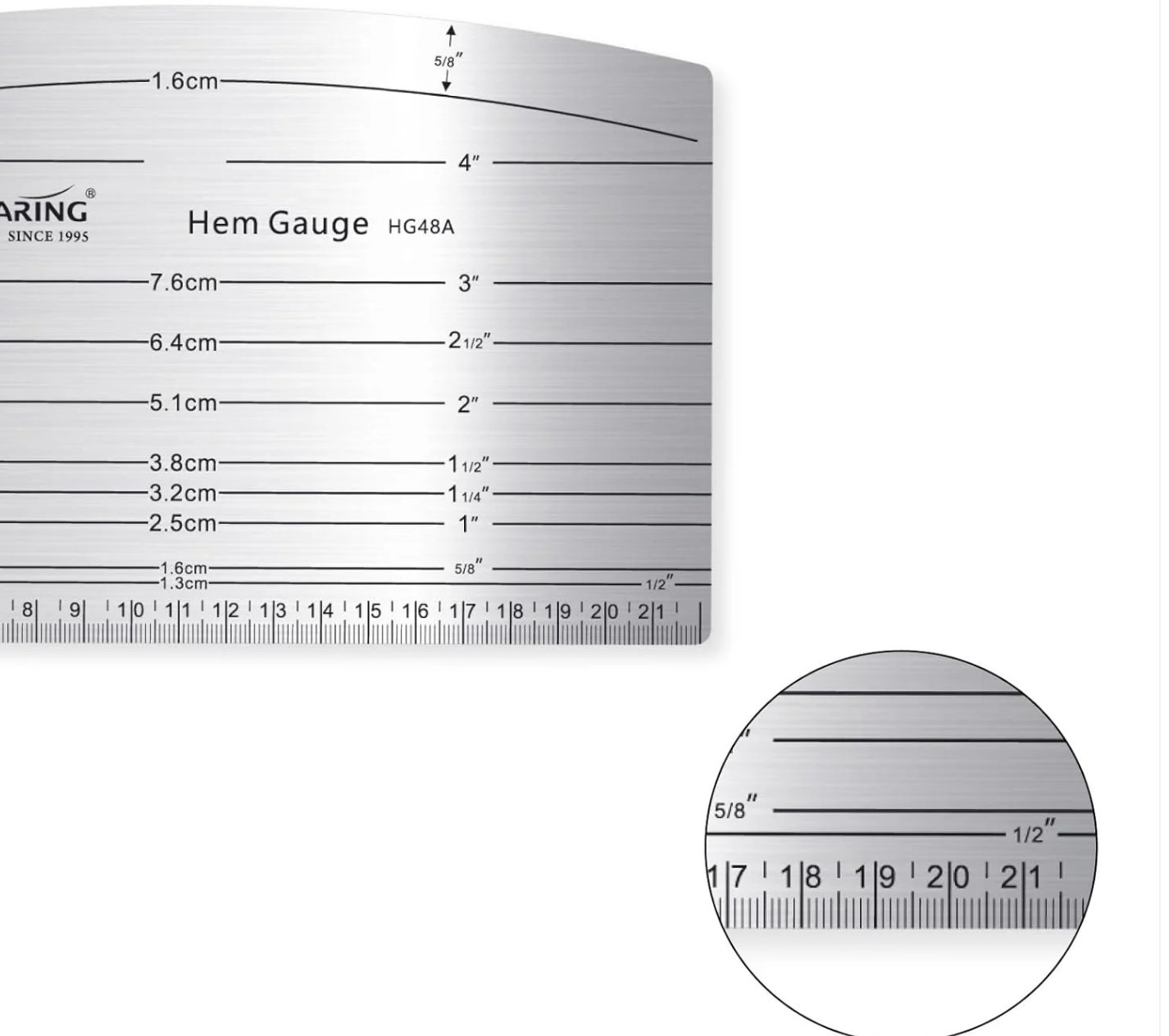 KEARING Aviation Aluminum Hot Hem Gauge, Hot Iron Ruler, Hot Press for Sewing Patterns