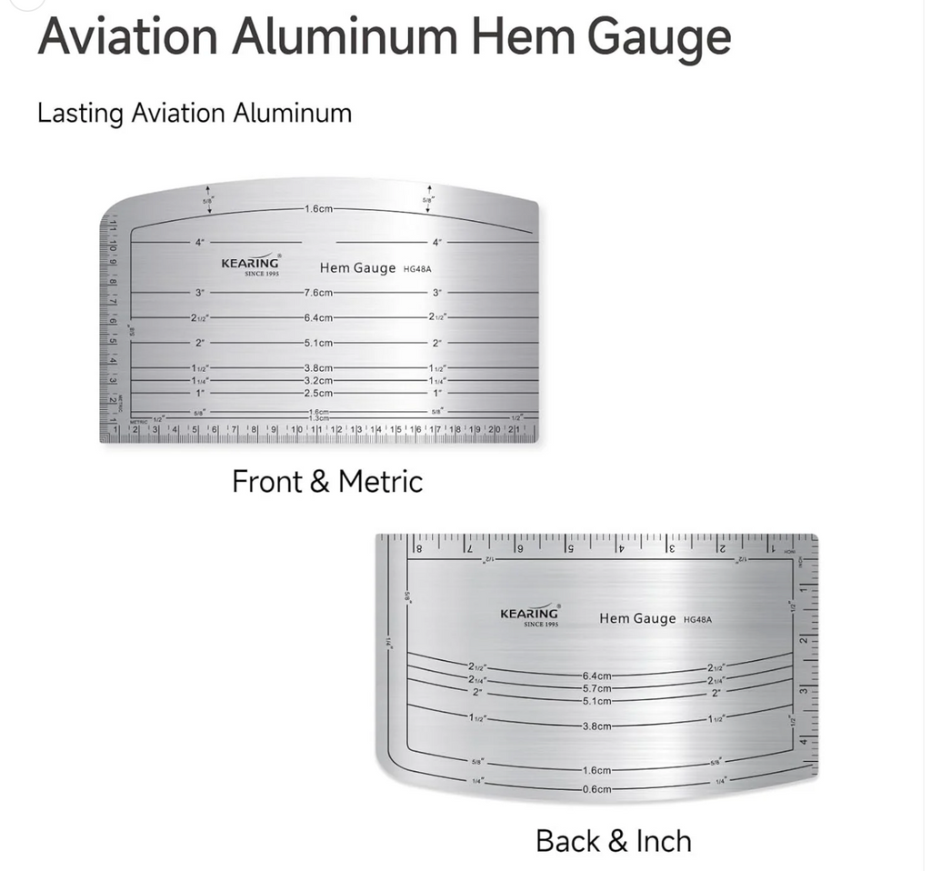 KEARING Aviation Aluminum Hot Hem Gauge, Hot Iron Ruler, Hot Press for Sewing Patterns