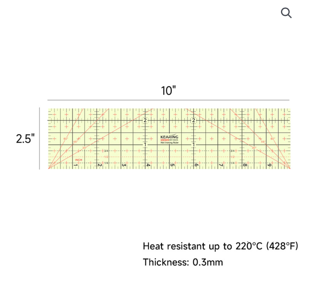 KEARING Patented Hot Hem Ruler - Heat-Resistant Resin Sewing Hem & Press Tool