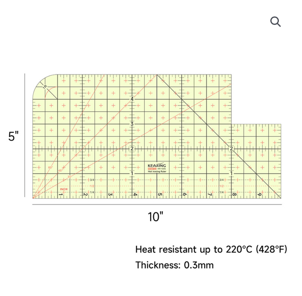 KEARING Patented Hot Hem Ruler - Heat-Resistant Resin Sewing Hem & Press Tool